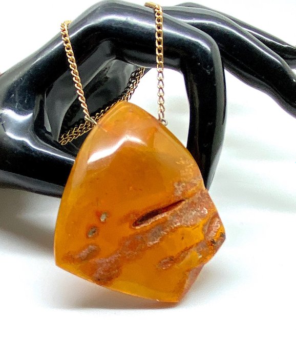 Grande pendente e collana vintage in ambra baltica - Ambra - Succinite