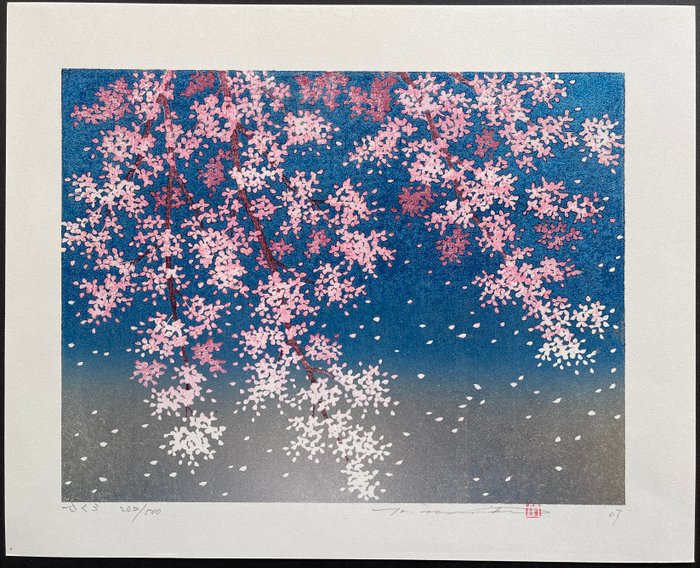 原创木刻版画，由艺术家亲笔签名 - 纸 - Hajime Namiki 並木一 (b 1947) - Sakura さくら - Edition 242/500 - 日本 - 2007年