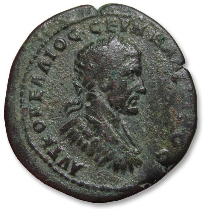 羅馬帝國 （省）. 馬克里努斯 (AD 217-218). Large AE 28 (tetrassarion) Moesia, Marcianopolis - struck under Pontianus, legatis consularis - eagle reverse -