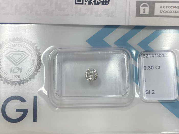 1 pcs 鑽石 - 0.30 ct - 圓形 - I(極微黃、正面看為白色) - SI2, No reserve price