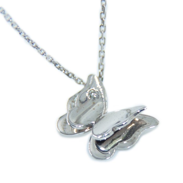 Ohne Mindestpreis - Natural Diamond Silver Butterfly Halskette mit Anhänger - Silber Diamant 