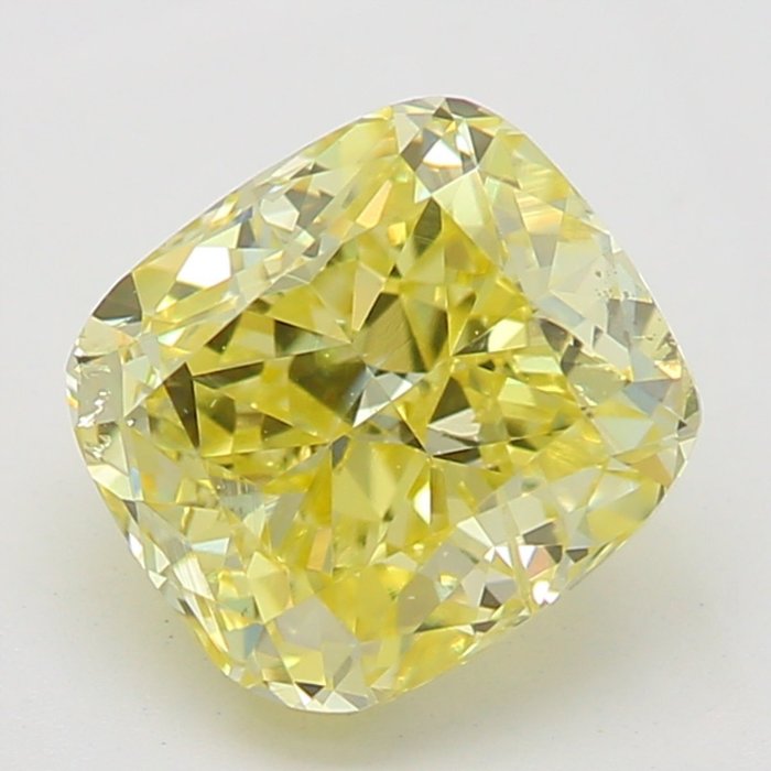 1 pcs 鑽石 - 0.90 ct - 枕形 - fancy yellow - SI2