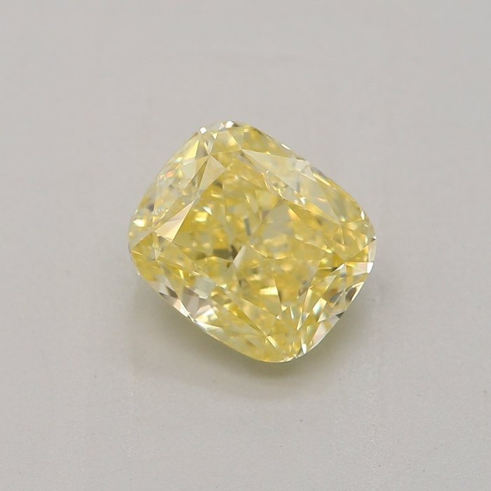1 pcs Diamant - 1.00 ct - Coussin - Jaune intense fantaisie - SI2