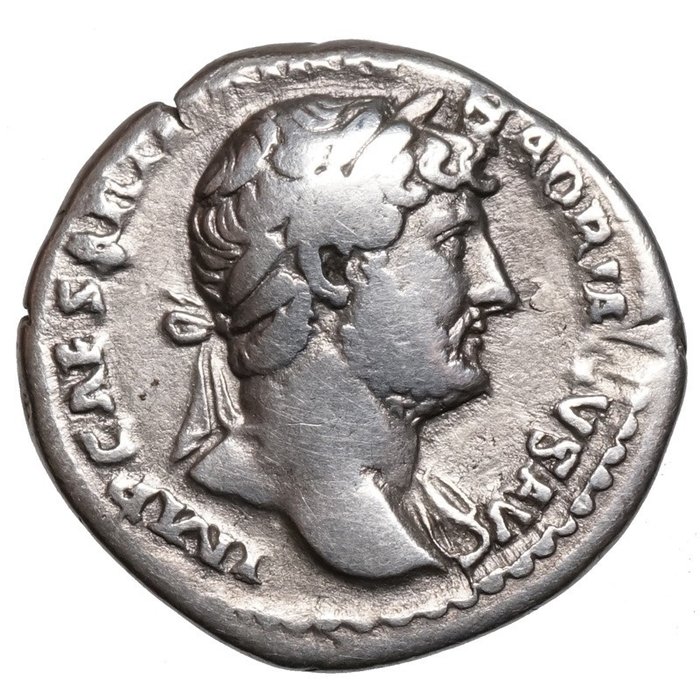 羅馬帝國. 哈德良 (AD 117-138). Denarius Rom, SPES hält Blume