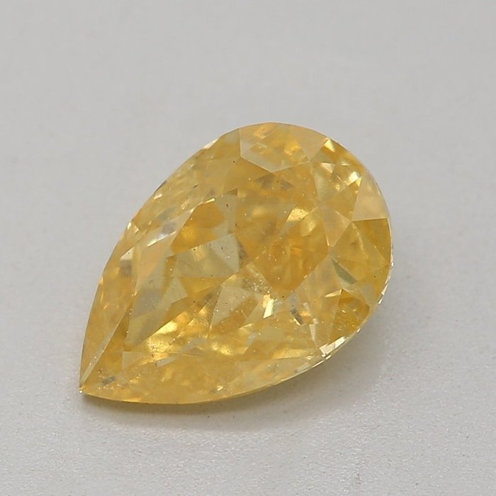 1 pcs 钻石 - 0.89 ct - 梨形 - 浓彩黄带橙 - I1 内含一级