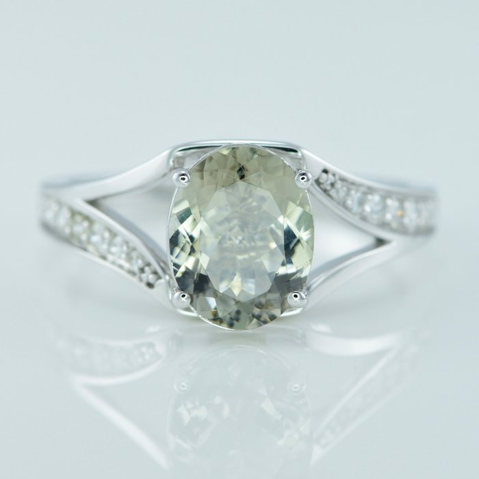 Gyűrű Fehér arany Turmalin - Gyémánt 