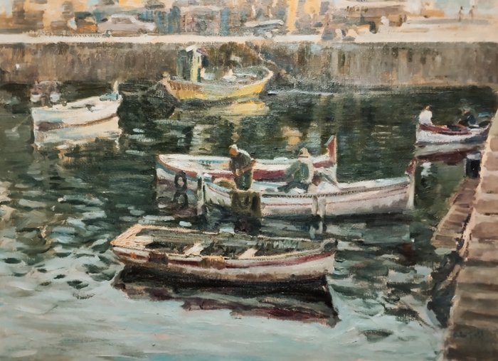 Rafael Falcó Güell (1928) - Fishermen on the pier