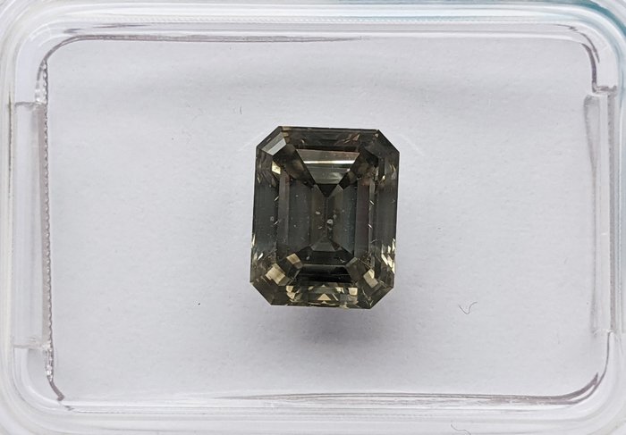 Diamond - 1.67 ct - Emerald - Fancy Yellowish Grey - SI2, No Reserve Price