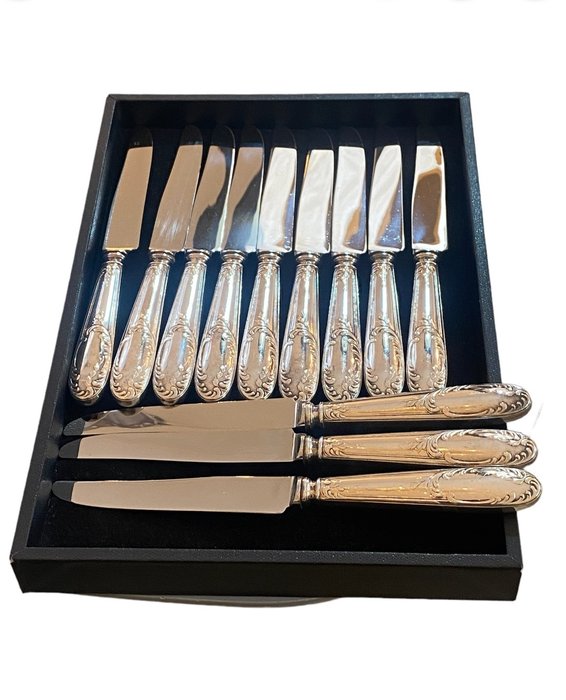 Française - Serviciu de cină (12) - Couteaux - Placat cu argint
