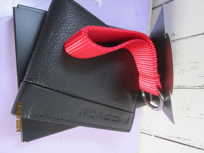 Schild - für Geld und Dokumente / das Lederportemonnaie + Schlüsselanhängerring - Leder