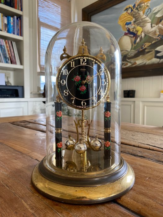 壁炉架时钟 - 周年纪念时钟 - s.haller - 玻璃, 钢 - 1970-1980