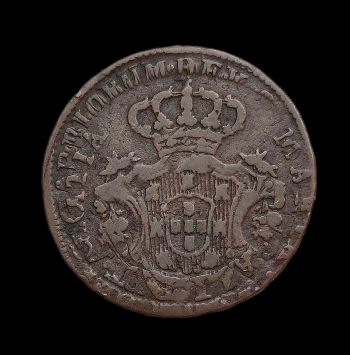 亞速爾群島, 葡萄牙. D.瑪麗亞一世 (1786-1799). 5 Reis 1795 - Recunhada sobre III Réis 1764 (D. José I) - Rara - SEM RESERVA  (沒有保留價)
