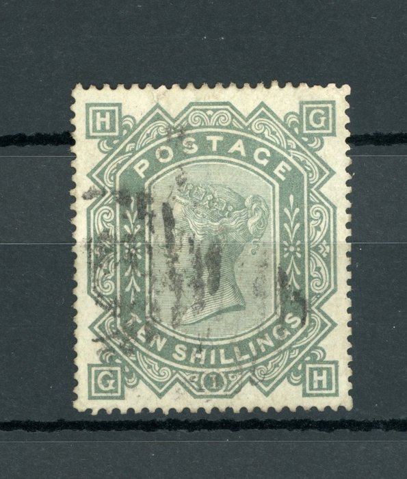 Gran Bretagna 1867/1882 - Rara filigrana dell'ancora, Victoria 10S grigia - Yvert n°44
