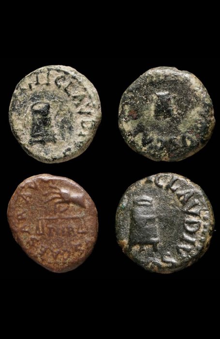 Imperio romano. Claudio (41-54 e. c.). Lot of 4 Æ Quadrans