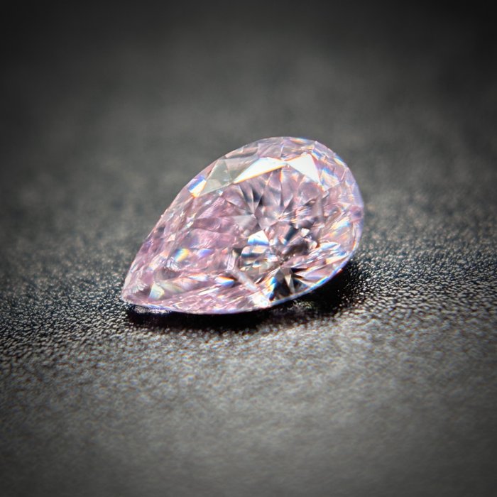 1 pcs 鑽石 - 0.11 ct - 梨形 - 艷淺粉色 - SI2