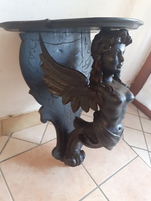 Stolik konsolowy - rzeźba szkoła konsolowa lub koło besarel Valentino pancera Wenecja - Drewno, Wenecja Besarel