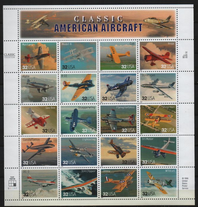 世界  - 郵票上精美的 MNH 飛機收藏
