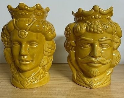 Vase  - Paar Moro-Köpfe aus Keramik
