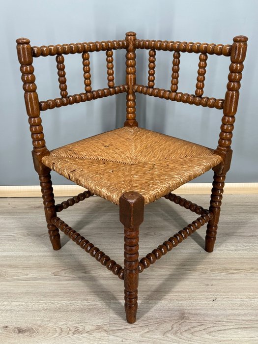 Antieke biezen hoekstoel - 椅 - 木