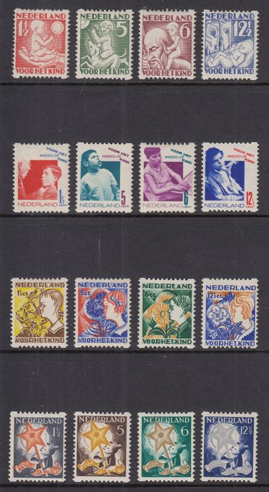 Olanda 1930/1933 - Copil care se rostogolește - NVPH R86/R89, R90/R93, R94/R97, R98/R101