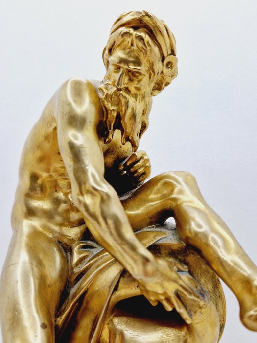Ferdinand Barbedienne - Nach Jean Jacques Caffieri - 雕塑, Flussgott - 18.5 cm - 黄铜色