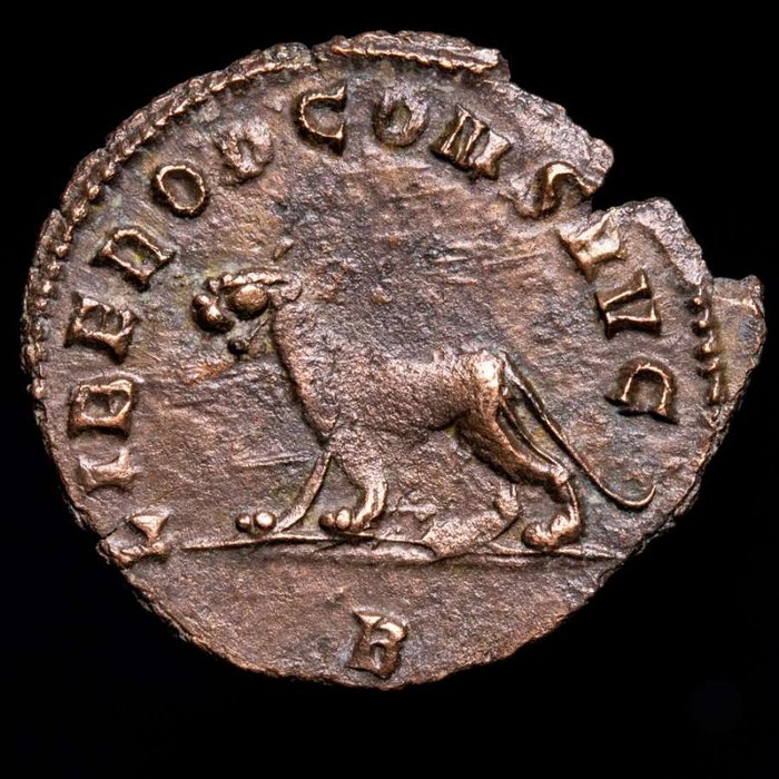 Imperio romano. Galieno (253-268 e. c.). Antoninianus Rome, A.D. 267/8.  LIBERO P CONS AVG, Panther standing left; B in exergue.