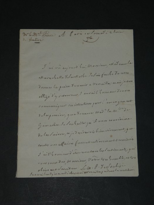 Charles de Rohan-Soubise - Lettre autographe signée - 1760