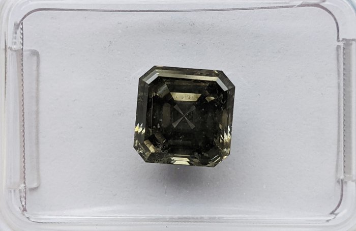 Diamant - 2.00 ct - Smaragd - Elegant donker groenachtig grijs - SI2, No Reserve Price