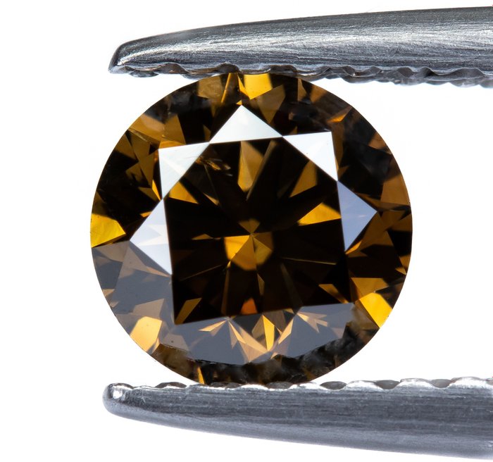 Diamant - 0.55 ct - Natural Fancy Intense Orangy Brown - SI1-SI2 *NO RESERVE*