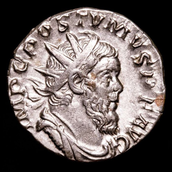 Roman Empire. Postumus (AD 260-269). Antoninianus Lugdunum, A.D. 260/1. FIDES MILITVM, Fides standing facing, head left, with grounded signum in each