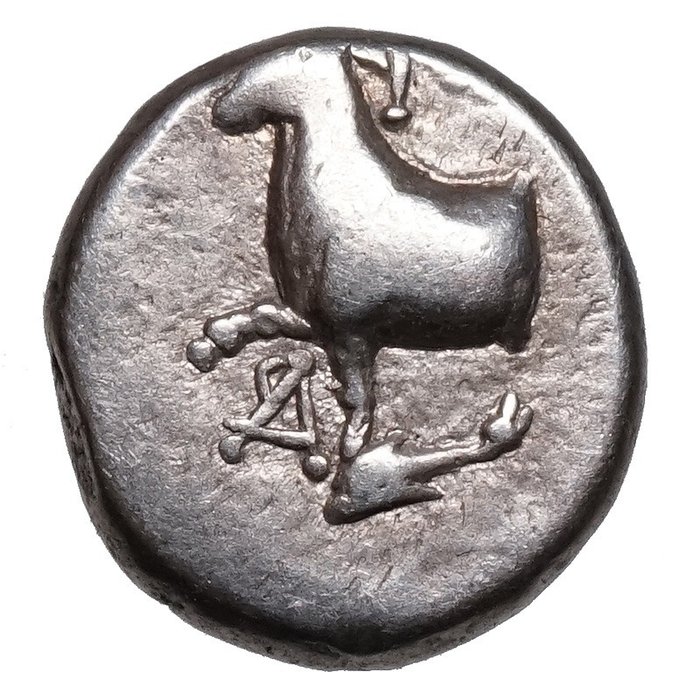 Tracia, Bizanț. Triobol/Hemidrachm (~387/6-340 BCE) Bulle, Dreizack