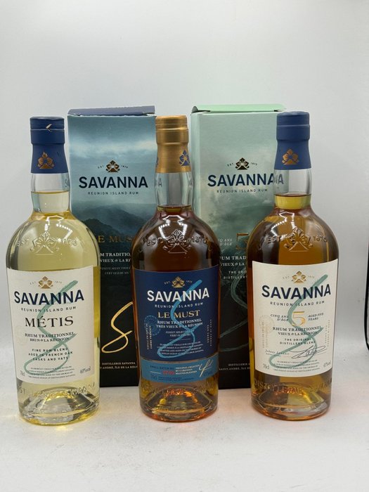 Savanna - Rhum Traditionnel 5 years, Le Must , Métis - 70 cl - 3 flaskor