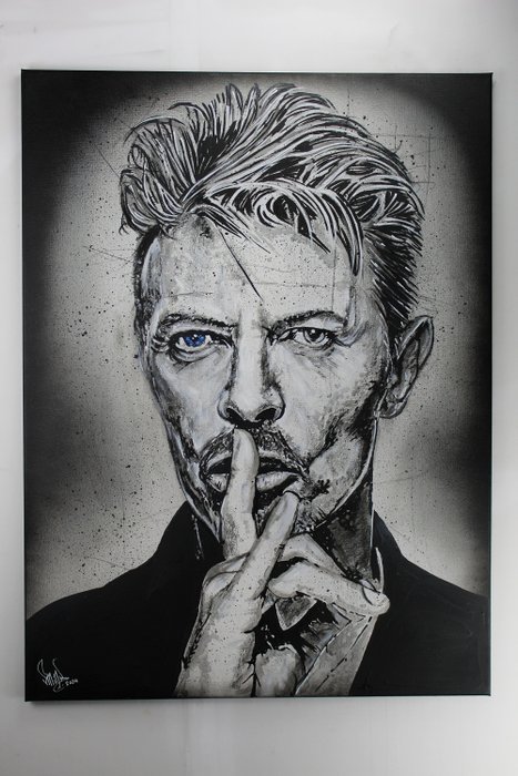 David Bowie - Handpainted and signed Pop Art Portrait - by Artist Vincent Mink. - David Bowie portrait