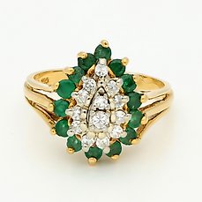 Ring – Geel goud  0.30ct. Diamant – Smaragd