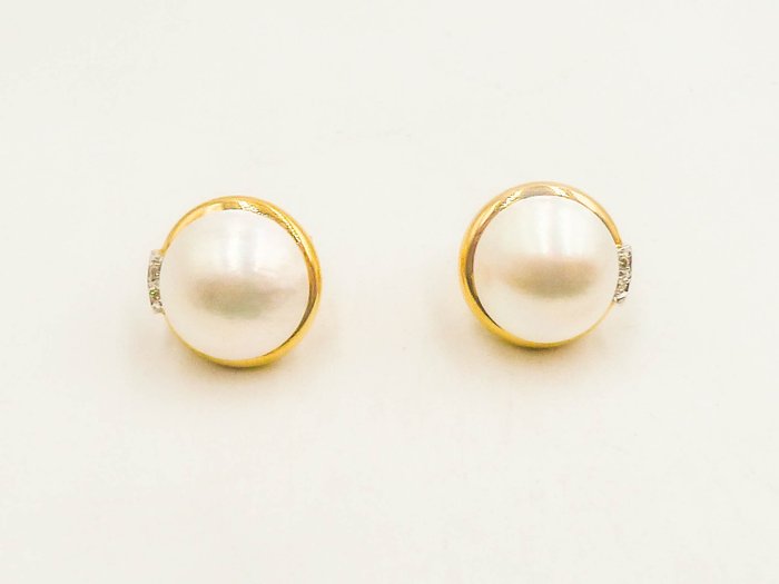 Øredobber - Gull, Hvitt gull Perle - Diamant 