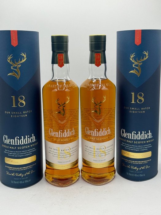 Glenfiddich 18 years old - Our Small Batch Eighteen - Original bottling  - 70cl - 2 garrafas