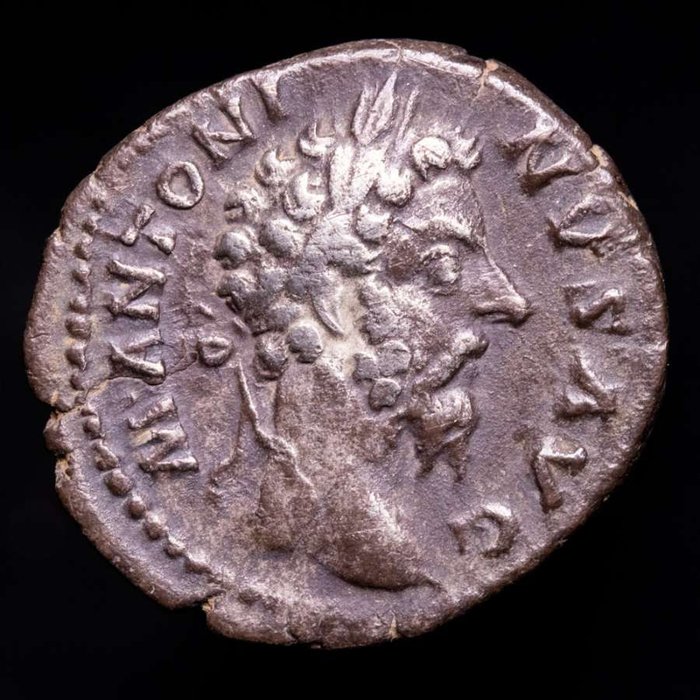 Impreiu Roman. Marcus Aurelius (AD 161-180). Denarius Rome mint. COS III P P. Roma seated left on arms, holding Victory and parazonium.