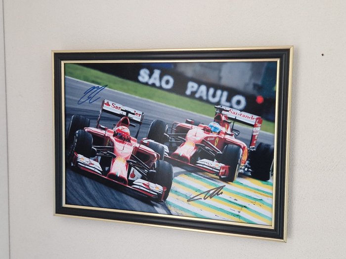 Kimi Raikkonen and Fernando Alonso - photograph signed by both - Photograph 