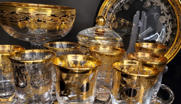 antica cristalleria italiana - Serwis kawowy (11) - magnificent superior collection in gold - pr. 999 (24-karatowe złoto)
