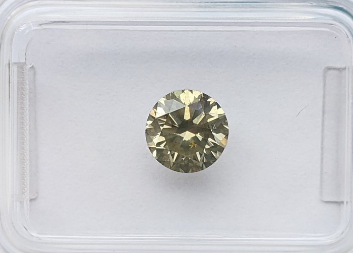 Diament - 1.01 ct - okrągły - jasny żółtawo-zielony - SI2 (z nieznacznymi inkluzjami), No Reserve Price