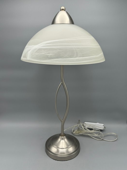 Metalen en glazen dimbare paddenstoel lamp - 台灯 - 玻璃, 金属