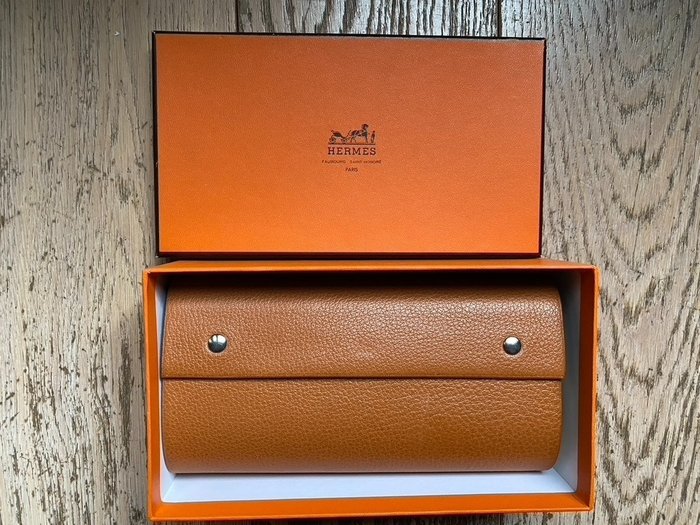 Hermès - Rolled Notebook - Buffalo leather in Cognac - Mode-Accessoires-Set
