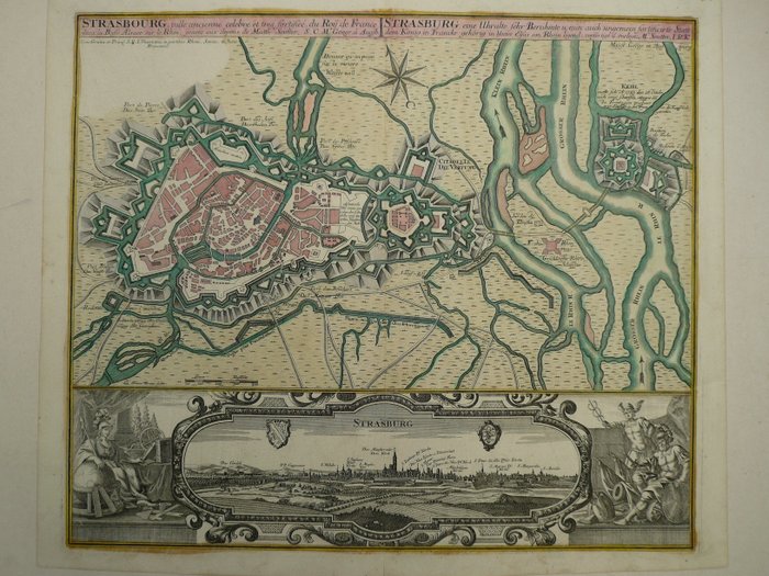 欧洲, 城镇规划 - 法国 / 斯特拉斯堡 / 斯特拉斯堡 / 斯特拉斯堡; M. Seutter - Strasbourg ville ancienne celebre et tres fortifieé du Roy de France - 1721-1750