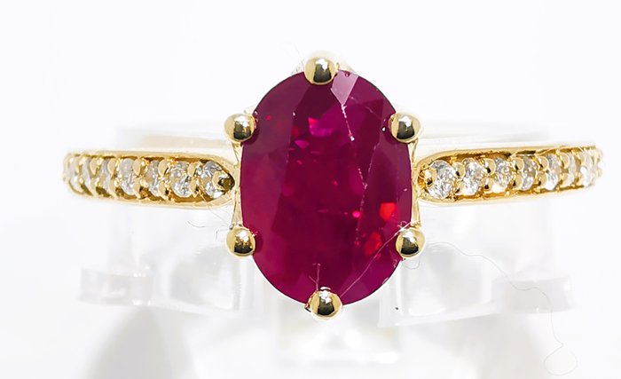 Ring Gelbgold Rubin - Myanmar - Diamant 