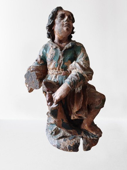 Escola Portuguesa do Século XVIII - Skulptur, São João Batista - 22 cm - Holz