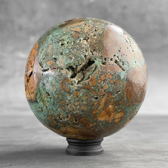 AUCUN PRIX DE RÉSERVE - Magnifique sphère de Smithsonite verte avec support- Sphère- 1600 g