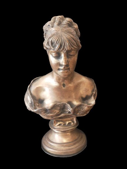 Fonderia Gemito Napoli - Vincenzo Gemito (1852-1929), dal modello di - Γλυπτό, Mathilde Duffaud - 24 cm - .800 silver, Μάρμαρο