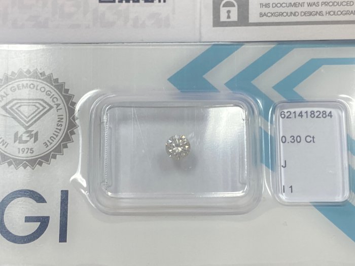 1 pcs Diamanter - 0.30 ct - Rund - J - I1, No reserve price