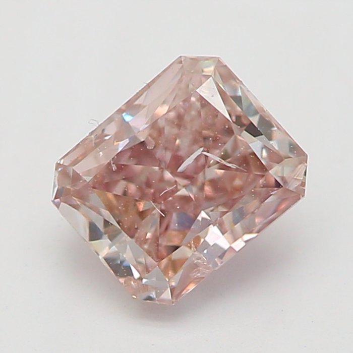 1 pcs Diamant - 0.50 ct - Radiant - Rose marron fantaisie - I2