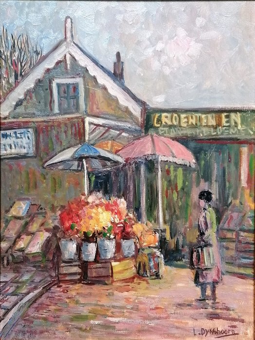 Leen Dijkshoorn (1909-1989) - A sunny day at the market